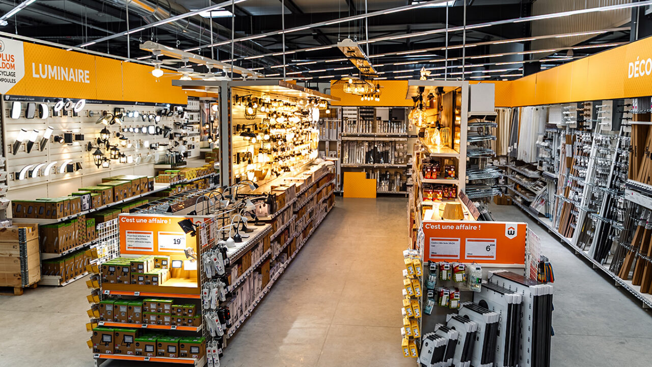 Signaletique interieure Weldom rayons Luminaire Decoration bandeaux orange